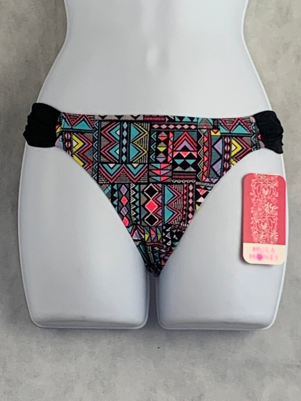 Hula Honey Juniors Ruched Side Tab Bikini Swim Bottom, Multi, Small